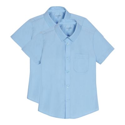 Pack of two boys' blue slim fit shirts